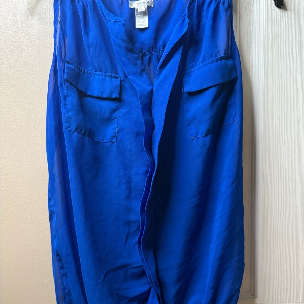 Bright Blue Button-Up Blouse